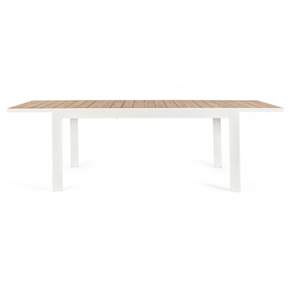 tavolo allungabile belmar effetto legno e struttura in alluminio bianca 160×100 cm – 240×100 cm, ideale per barbecue,...