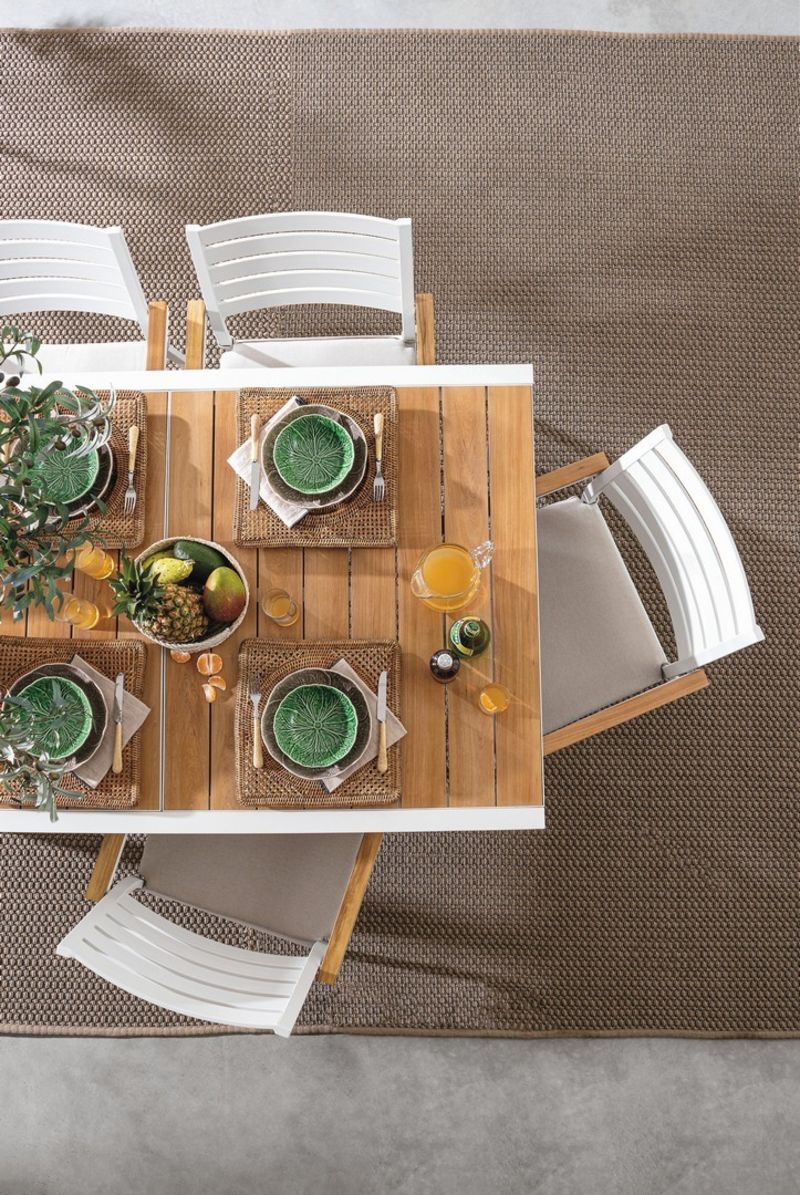 tavolo allungabile belmar effetto legno e struttura in alluminio bianca 160×100 cm – 240×100 cm, facile da pulire e da...