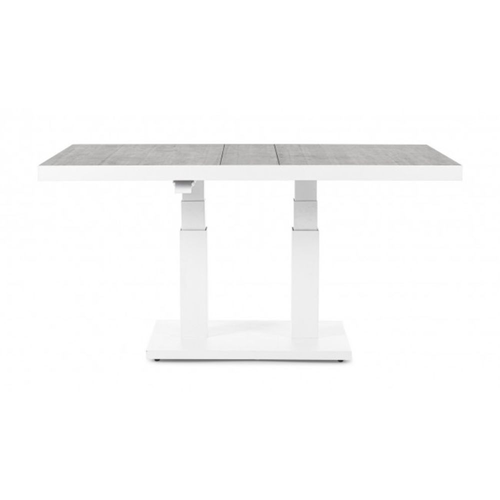 tavolo truman in ceramica e struttura bianca con altezza regolabile 140x85x49 cm – 140x85x72 cm, ideale per barbecue,...