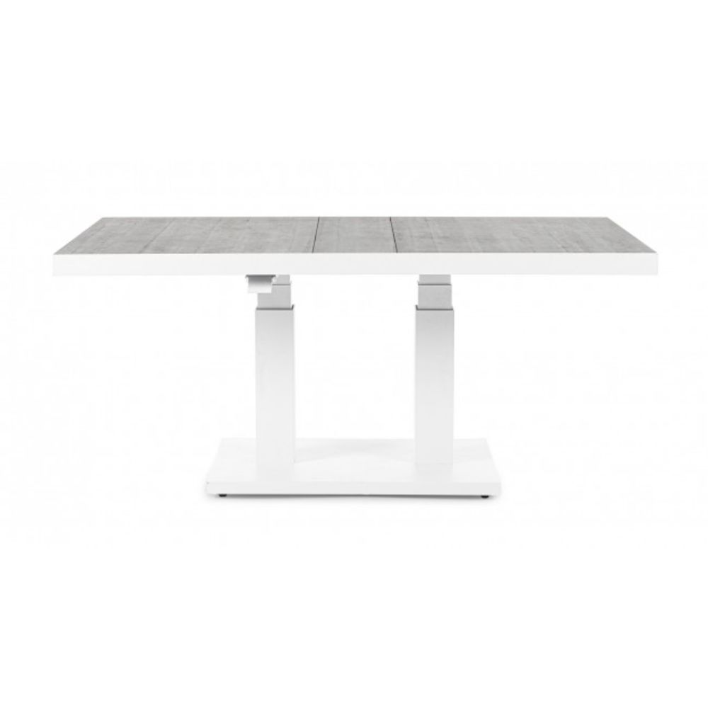 tavolo truman in ceramica e struttura bianca con altezza regolabile 140x85x49 cm – 140x85x72 cm, design resistente e dal...