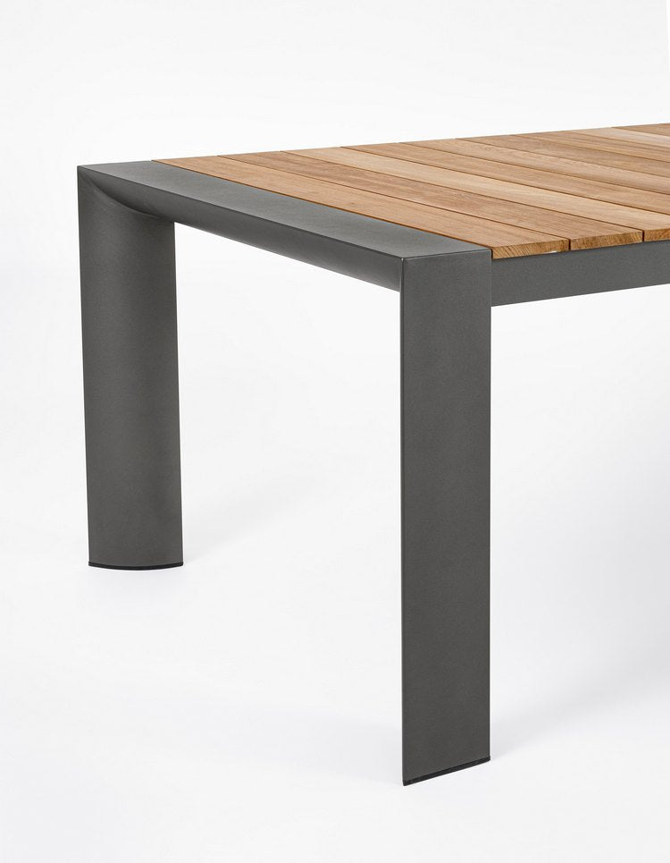 tavolo allungabile cameron in alluminio antracite e legno teak 228×100 cm – 294×100 cm, facile da pulire e da spostare...