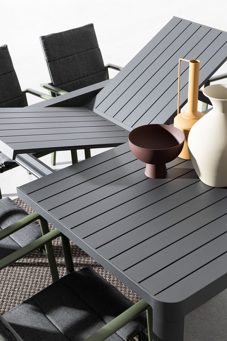 tavolo allungabile kiplin in alluminio antracite 149×97 cm – 149×149 cm, stile rustico o moderno per ogni tipo di giardino