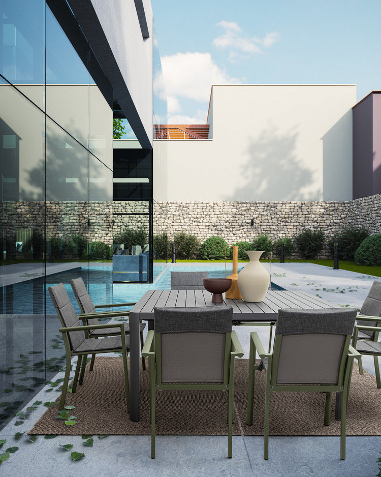 tavolo allungabile kiplin in alluminio antracite 149×97 cm – 149×149 cm, complemento d’arredo immancabile per spazi verdi