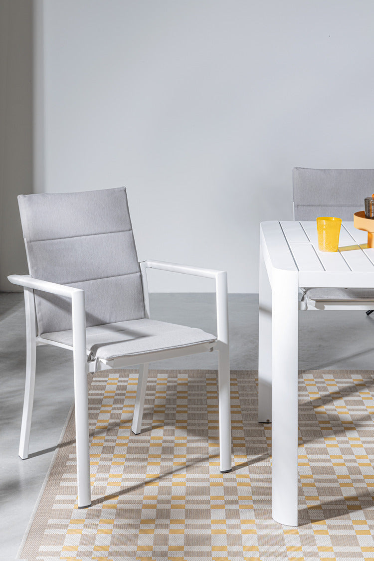 tavolo allungabile kiplin in alluminio bianco 180×100 cm – 240×100 cm, stile rustico o moderno per ogni tipo di giardino