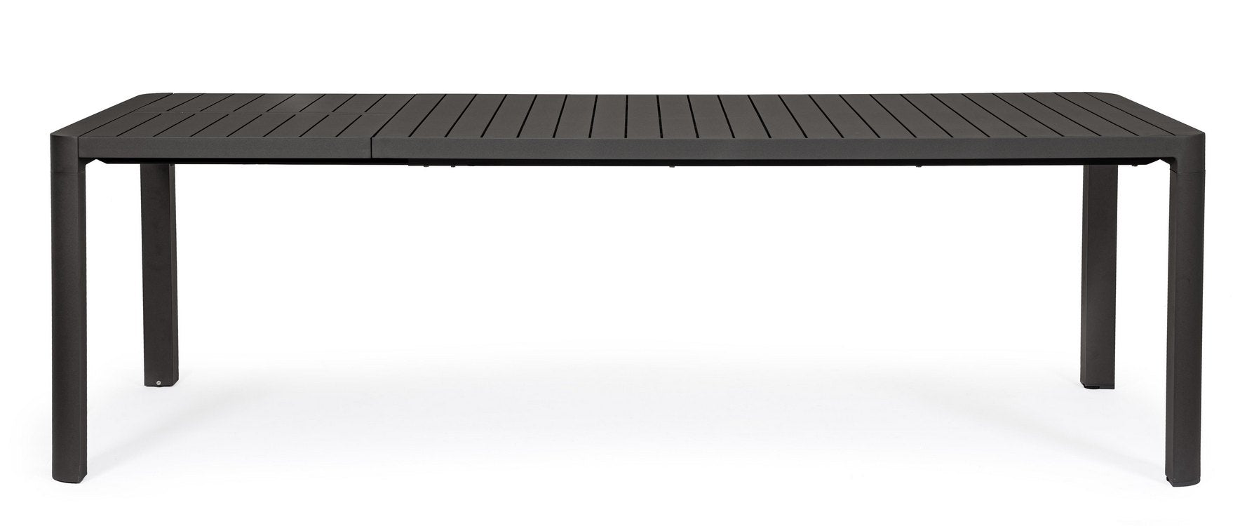 tavolo allungabile kiplin in alluminio antracite 180×100 cm – 240×100 cm, ambientazione in giardino con sedie coordinate