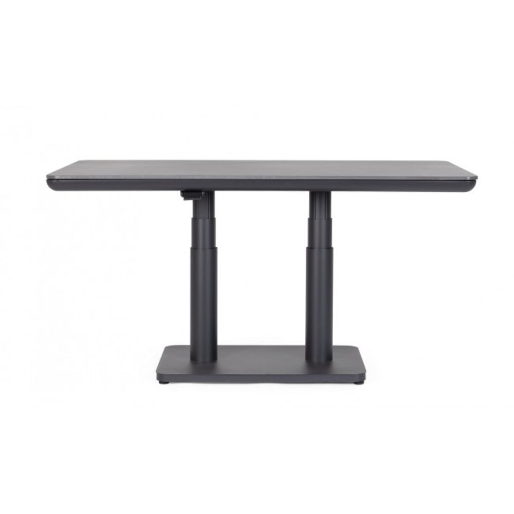tavolo miguel in pietra naturale e struttura con altezza regolabile antracite 140x80x51 cm – 140x80x72 cm, ideale per...
