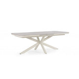 tavolo allungabile pascal in pietra naturale e struttura in alluminio beige 200×100 cm – 260×100 cm, dettaglio dei materiali...