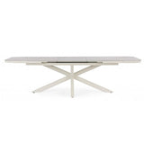 tavolo allungabile pascal in pietra naturale e struttura in alluminio beige 200×100 cm – 260×100 cm, ideale per barbecue,...