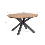 tavolo rotondo zelmar effetto legno e struttura in alluminio antracite ø 130 cm, dettaglio dei materiali trattati per uso...