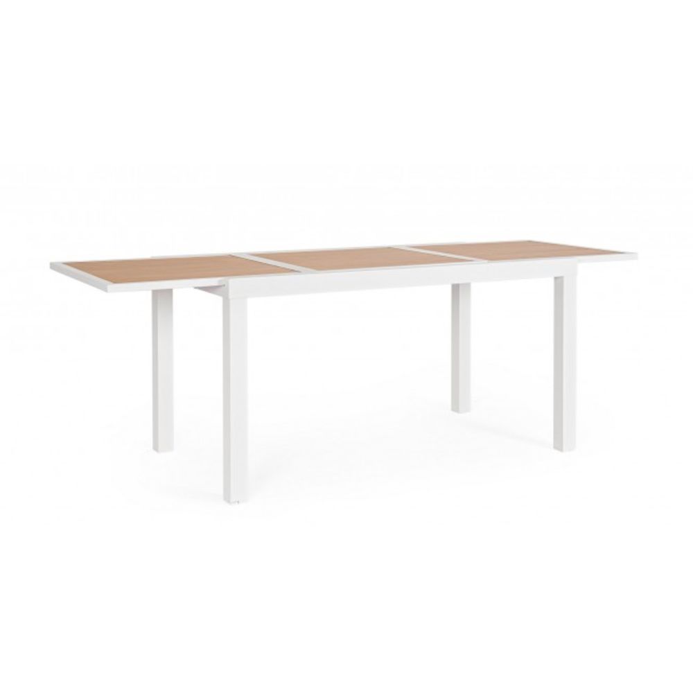 tavolo allungabile hilija effetto legno e struttura in alluminio bianco 140×77 cm – 210×77 cm, tavolo da giardino perfetto...