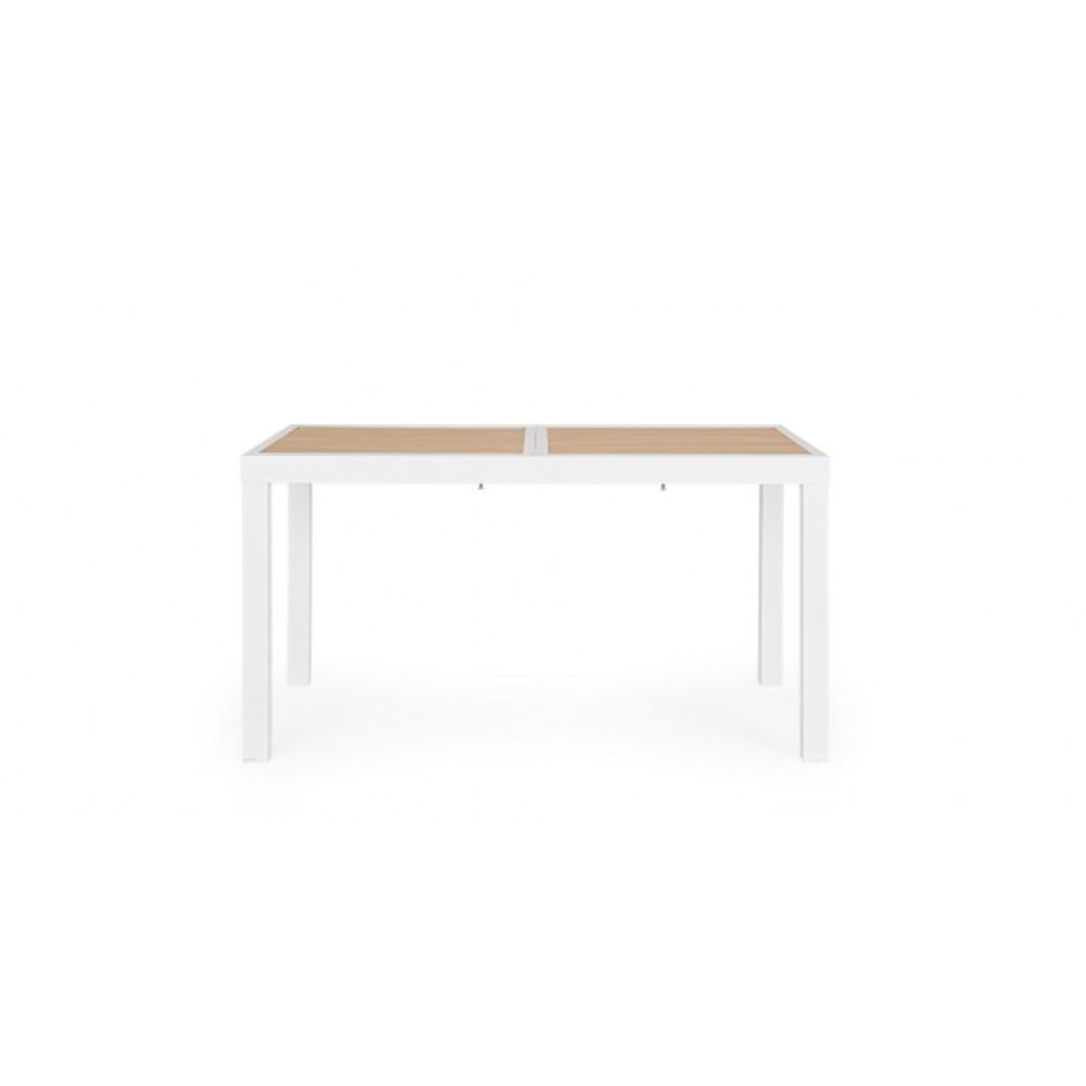 tavolo allungabile hilija effetto legno e struttura in alluminio bianco 140×77 cm – 210×77 cm, ideale per barbecue,...