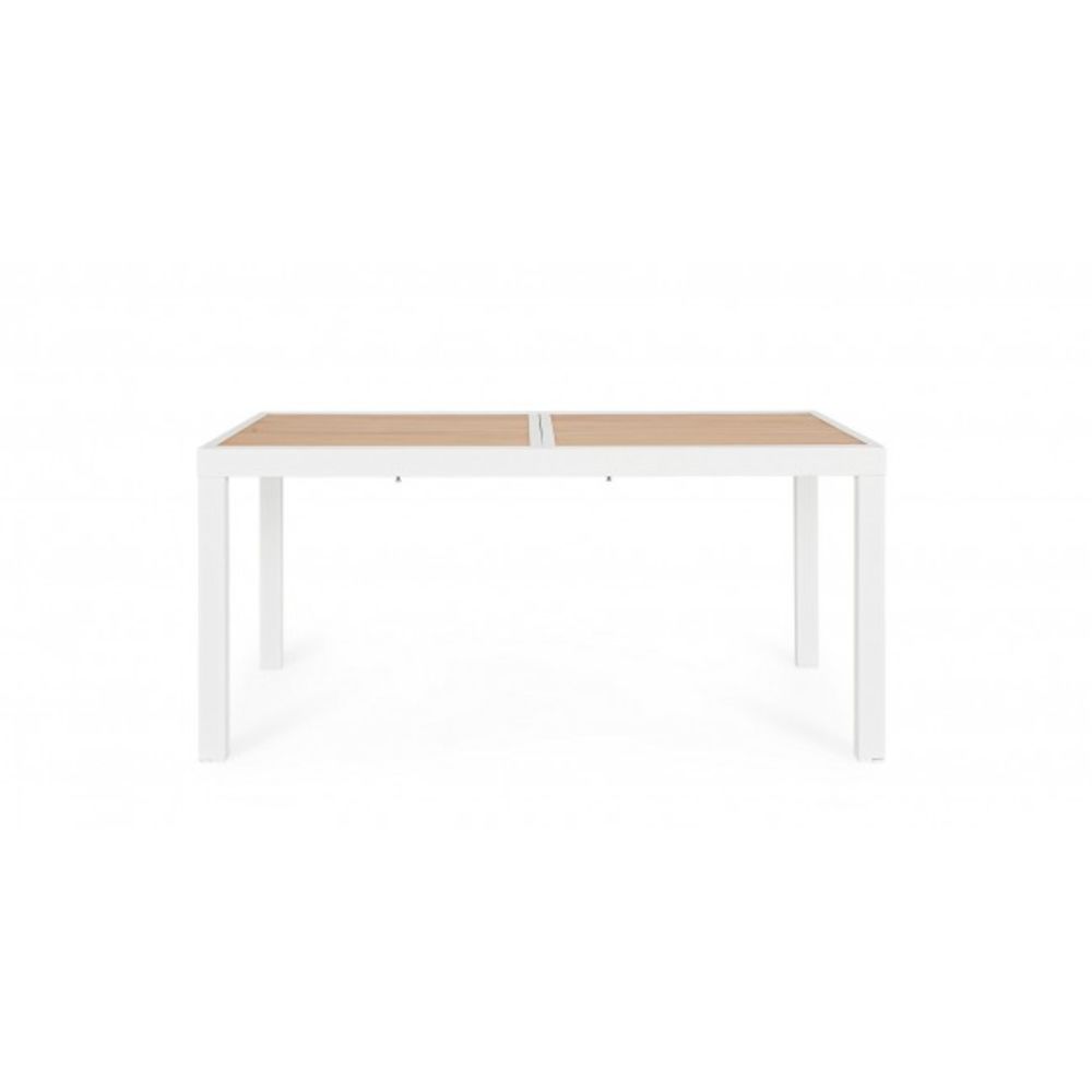 tavolo allungabile hilija effetto legno e struttura in alluminio bianco 160×90 cm – 240×90 cm, ideale per barbecue,...