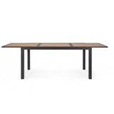 tavolo allungabile hilija effetto legno e struttura in alluminio antracite 160×90 cm – 240×90 cm, ambientazione in giardino...