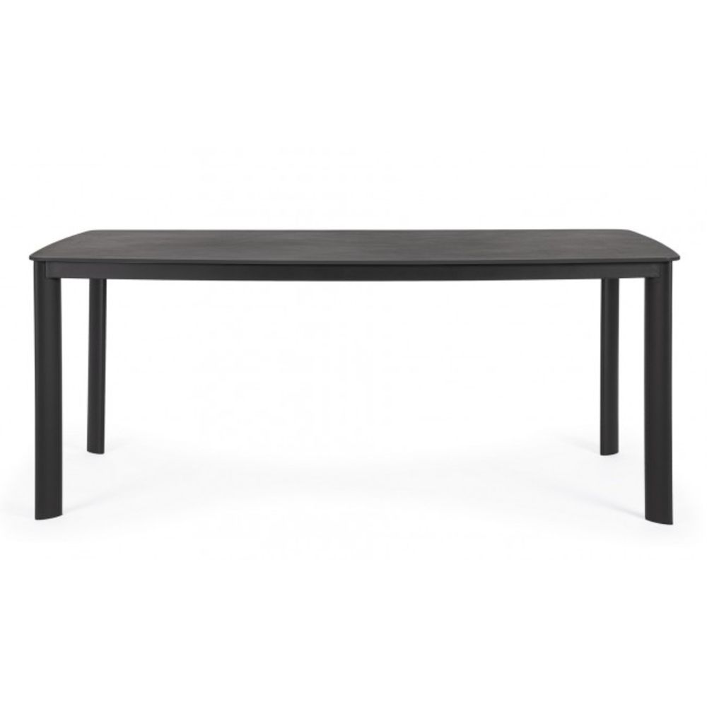 tavolo fisso alcora in pietra naturale e struttura in alluminio antracite 180×90 cm, dettaglio dei materiali trattati per...