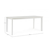 tavolo fisso alcora in pietra naturale e struttura in alluminio bianca 180×90 cm, dettaglio dei materiali trattati per uso...