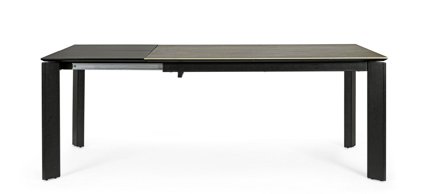 tavolo briva in acciaio nero e piano in ceramica marrone, allungabile 140×90 cm – 200×90 cm, perfetto per uso quotidiano o...