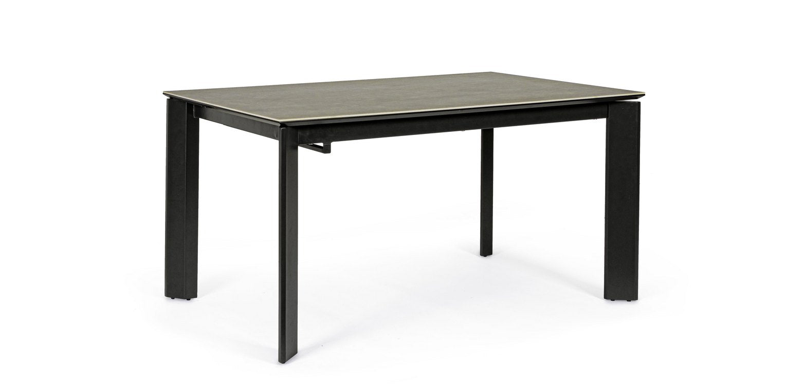 tavolo briva in acciaio nero e piano in ceramica marrone, allungabile 140×90 cm – 200×90 cm, arredo funzionale e decorativo...