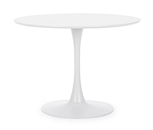 tavolo bloom bianco tondo 100×75 cm, tavolo elegante adatto a sala da pranzo o cucina