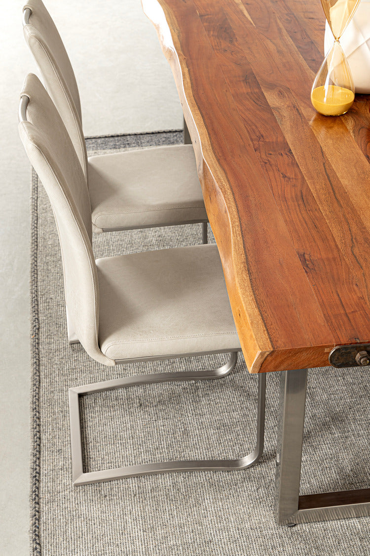 tavolo osbert in legno di acacia e gambe in acciaio 220 x100 cm, arredo funzionale e decorativo per ogni ambiente