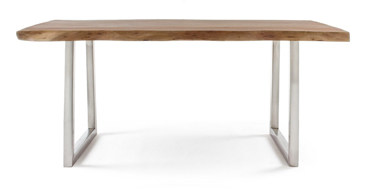 tavolo osbert in legno di acacia e gambe in acciaio 180 x90 cm, design moderno per ambienti contemporanei