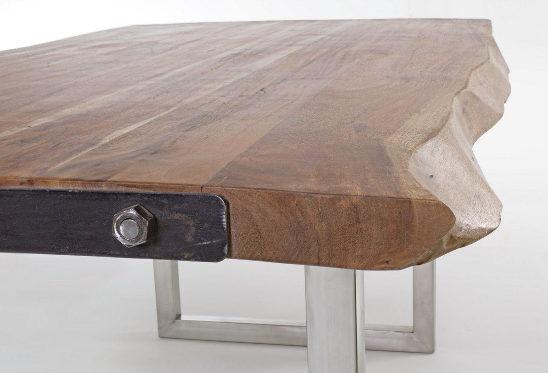 tavolo osbert in legno di acacia e gambe in acciaio 180 x90 cm, arredo funzionale e decorativo per ogni ambiente