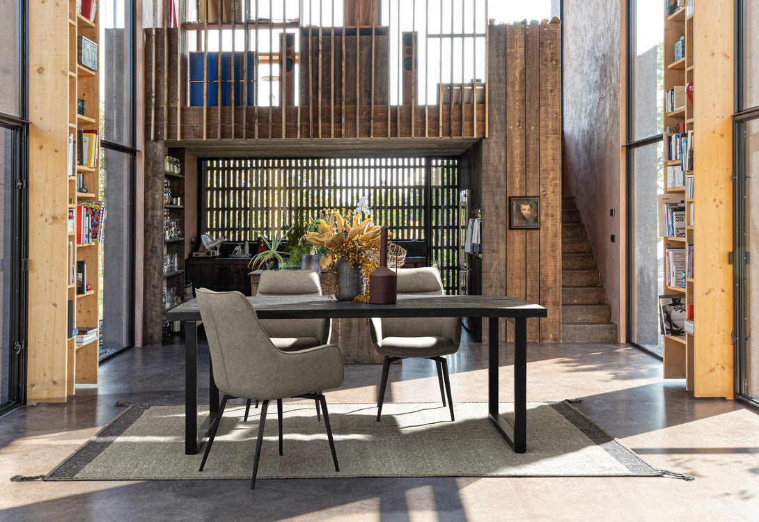 tavolo hastings rettangolare in legno di mango e base antracite acciaio 200×100 cm, tavolo stabile con finiture curate