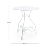 tavolo etienne in acciaio bianco ø70 cm, dettaglio dei materiali trattati per uso esterno