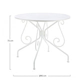 tavolo etienne in acciaio bianco ø90 cm, dettaglio dei materiali trattati per uso esterno