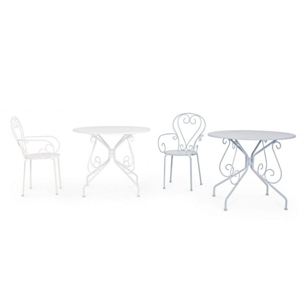 tavolo etienne in acciaio bianco ø90 cm, design resistente e dal look naturale