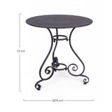 tavolo etienne in acciaio antracite ø70 cm, dettaglio dei materiali trattati per uso esterno