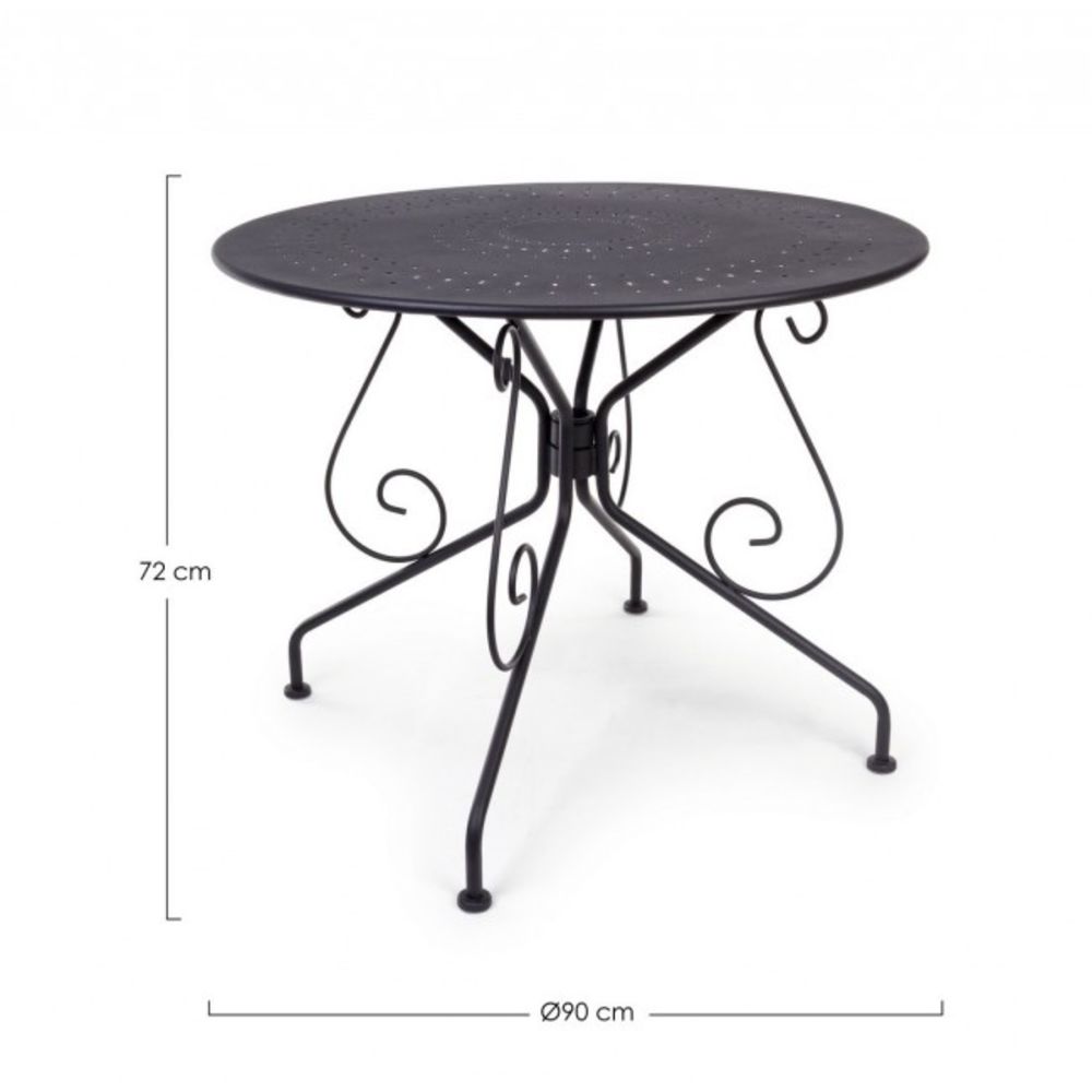 tavolo etienne in acciaio antracite ø90 cm, dettaglio dei materiali trattati per uso esterno