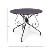 tavolo etienne in acciaio antracite ø90 cm, dettaglio dei materiali trattati per uso esterno