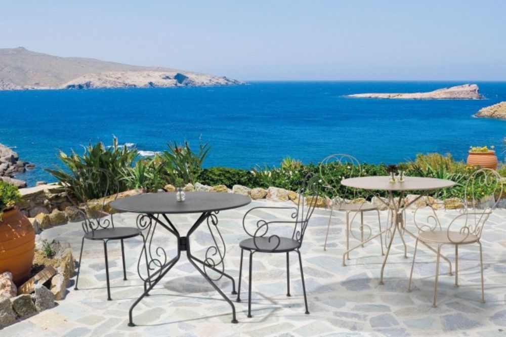 tavolo etienne in acciaio antracite ø90 cm, ideale per barbecue, aperitivi o relax estivo