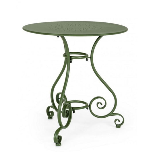 tavolo etienne in acciaio verde ø70 cm, tavolo da giardino perfetto per pranzi all’aperto