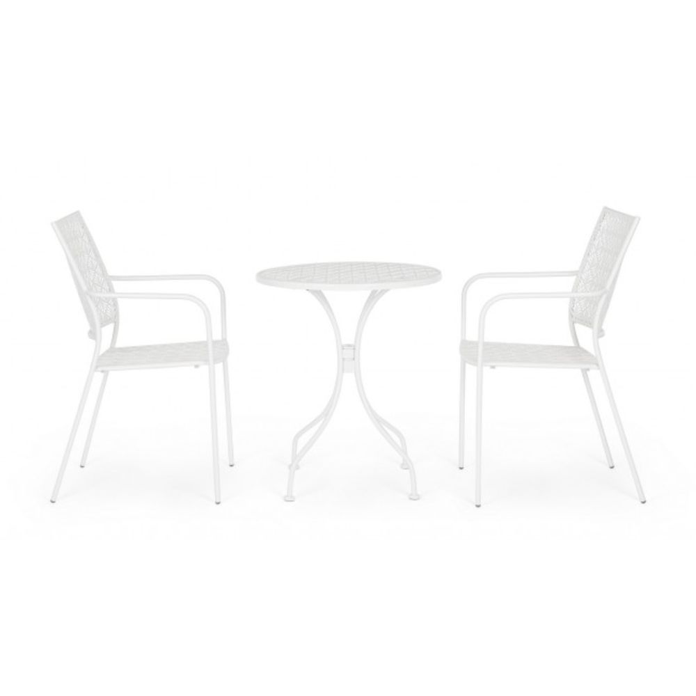 tavolo lizette in acciaio bianco ø60 cm, ideale per barbecue, aperitivi o relax estivo