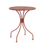 tavolo lizette in acciaio rosso scuro ø60 cm, tavolo da giardino perfetto per pranzi all’aperto