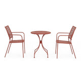 tavolo lizette in acciaio rosso scuro ø60 cm, dettaglio dei materiali trattati per uso esterno