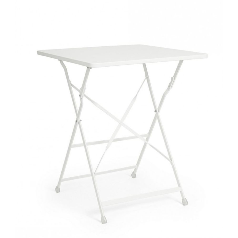 tavolo yasmin quadrato in acciaio bianco 60 x 60 cm, pieghevole, tavolo da giardino perfetto per pranzi all’aperto