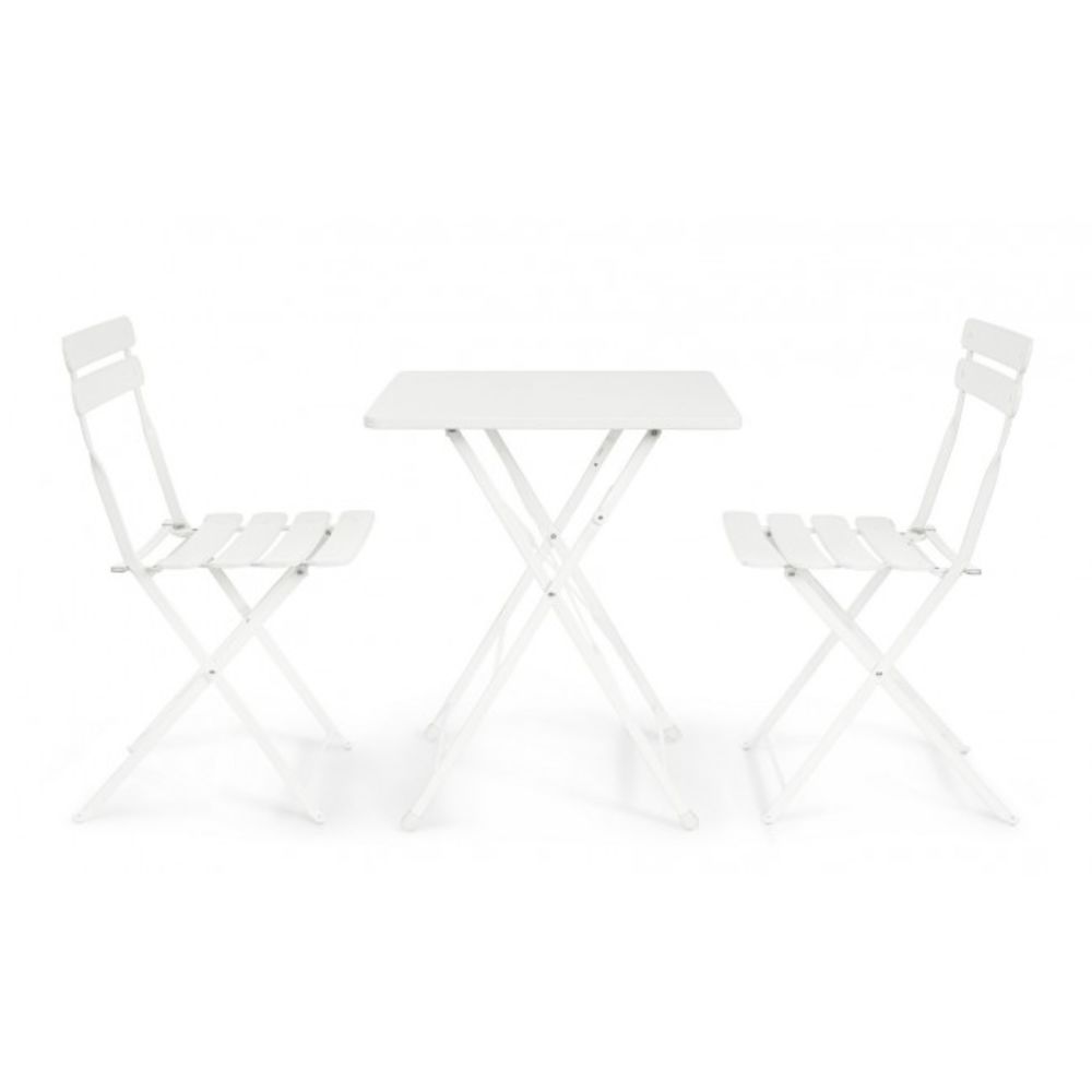 tavolo yasmin quadrato in acciaio bianco 60 x 60 cm, pieghevole, ideale per barbecue, aperitivi o relax estivo