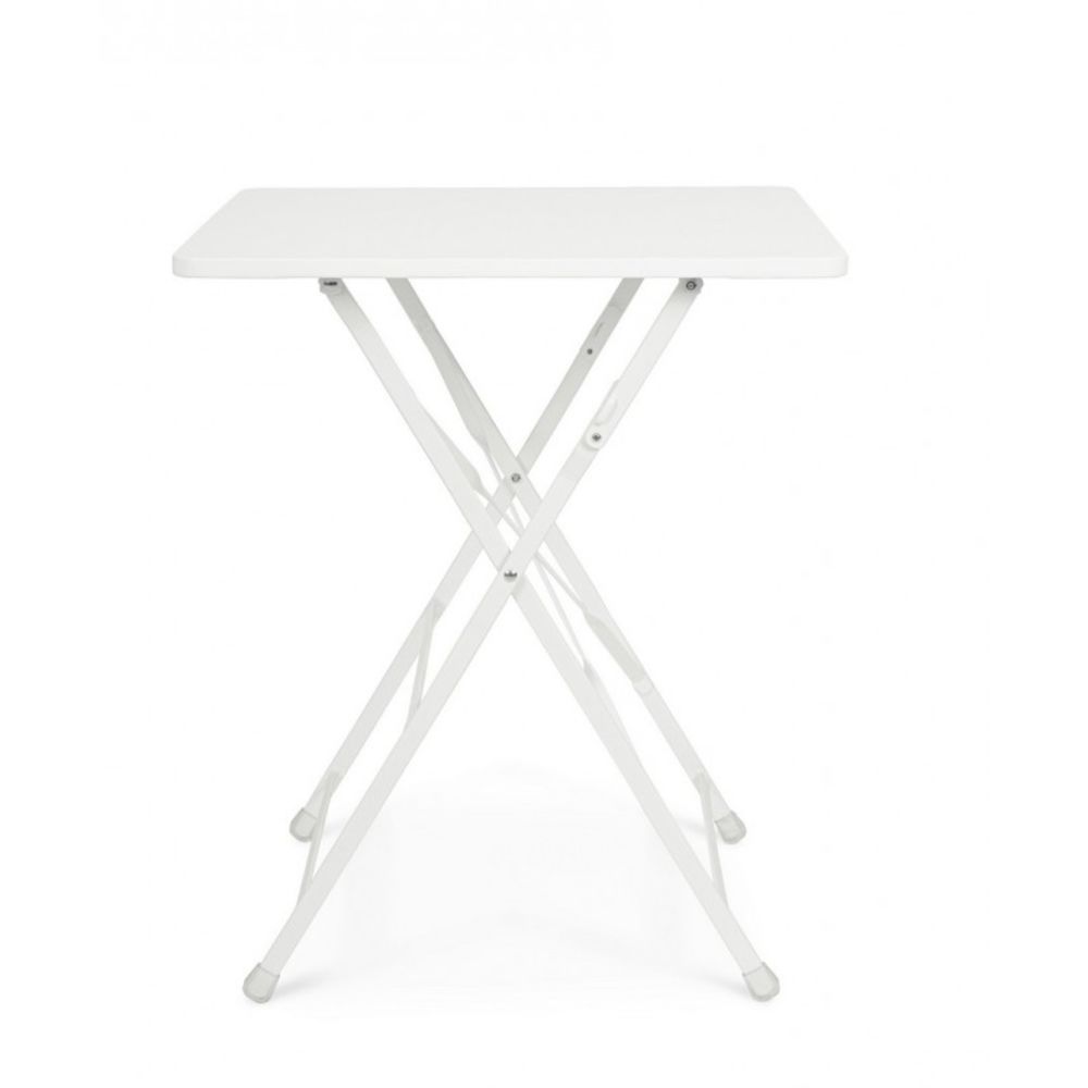 tavolo yasmin quadrato in acciaio bianco 60 x 60 cm, pieghevole, design resistente e dal look naturale