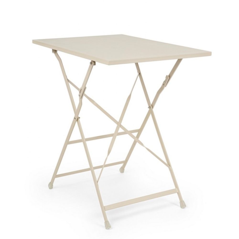 tavolo yasmin rettangolare in acciaio beige 50 x 70 cm, pieghevole, tavolo da giardino perfetto per pranzi all’aperto