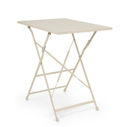 tavolo yasmin rettangolare in acciaio beige 50 x 70 cm, pieghevole, tavolo da giardino perfetto per pranzi all’aperto