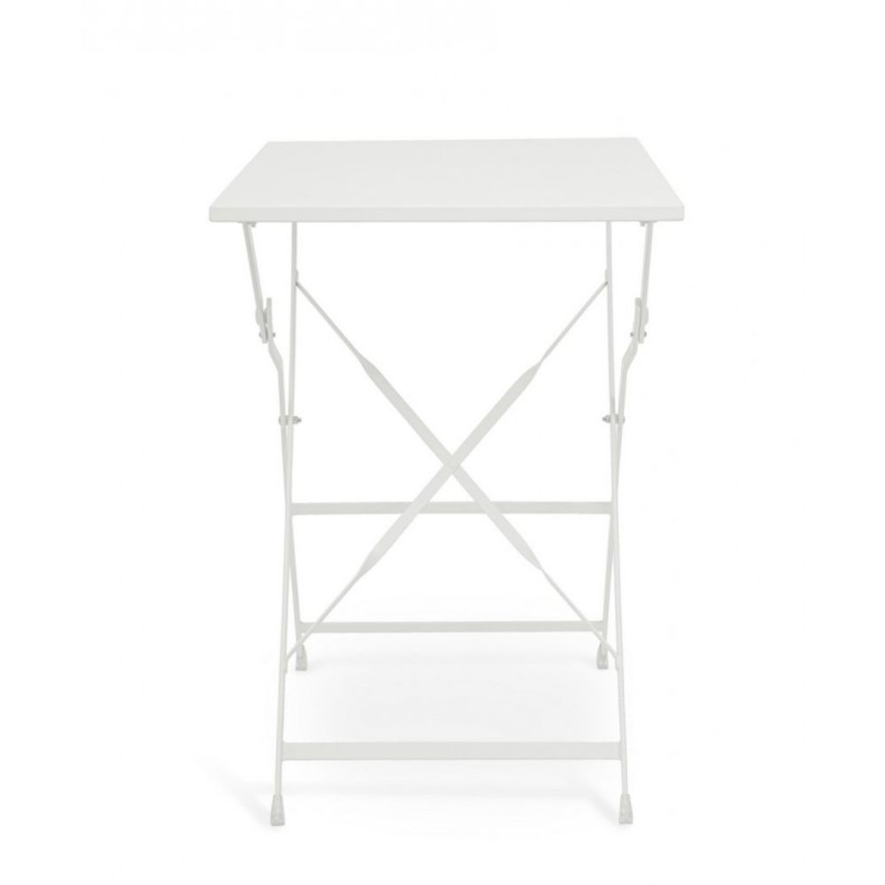 tavolo yasmin rettangolare in acciaio bianco 50 x 70 cm, pieghevole, dettaglio dei materiali trattati per uso esterno
