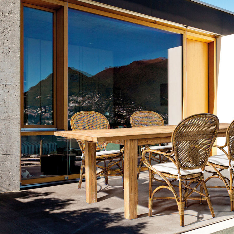 tavolo allungabile bounty in legno teak riciclato 160×95 – 220×95 cm, stile rustico o moderno per ogni tipo di giardino