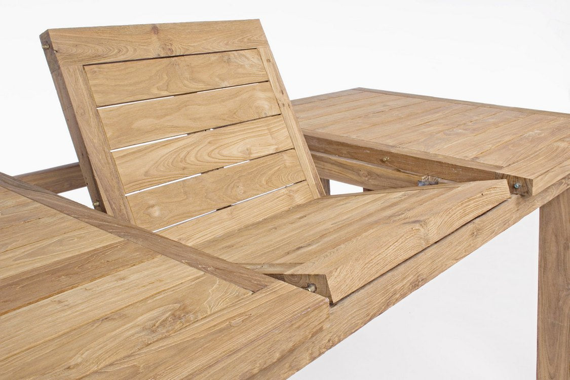 tavolo allungabile bounty in legno teak riciclato 160×95 – 220×95 cm, tavolo outdoor che unisce stile e praticità