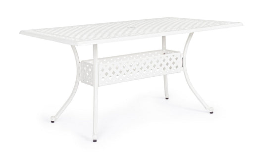 tavolo rettangolare ivrea in alluminio bianco 160×90 cm, tavolo da giardino perfetto per pranzi all’aperto