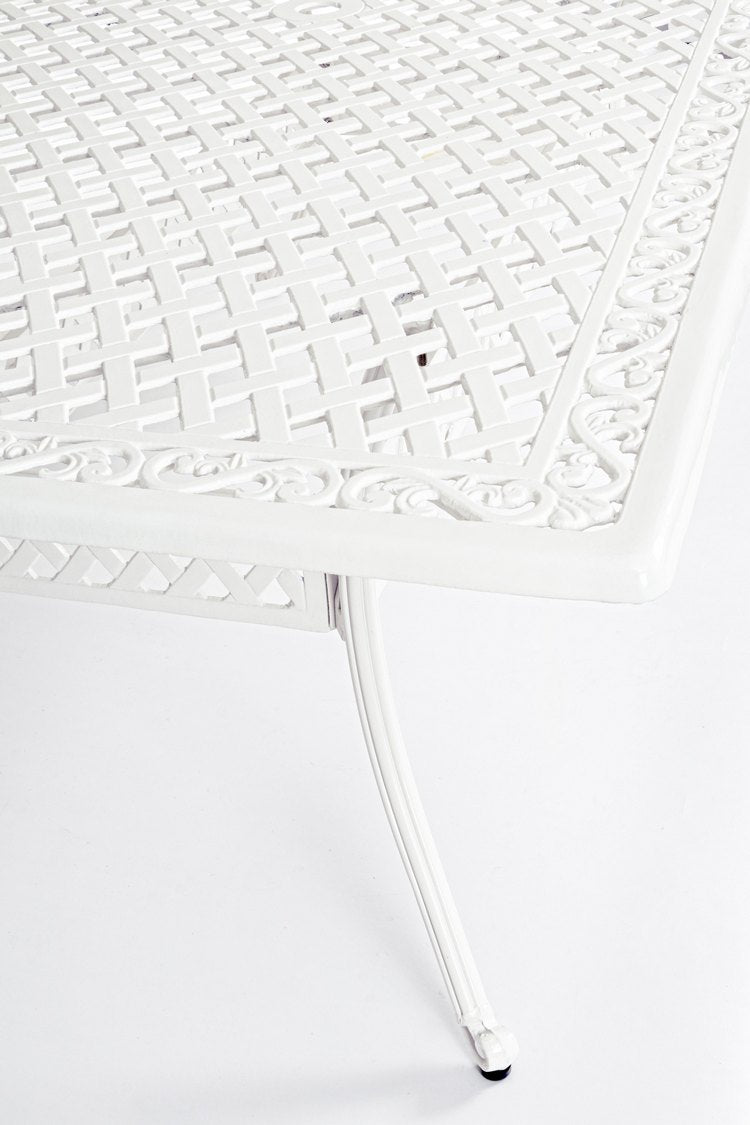 tavolo rettangolare ivrea in alluminio bianco 213×107 cm, design resistente e dal look naturale