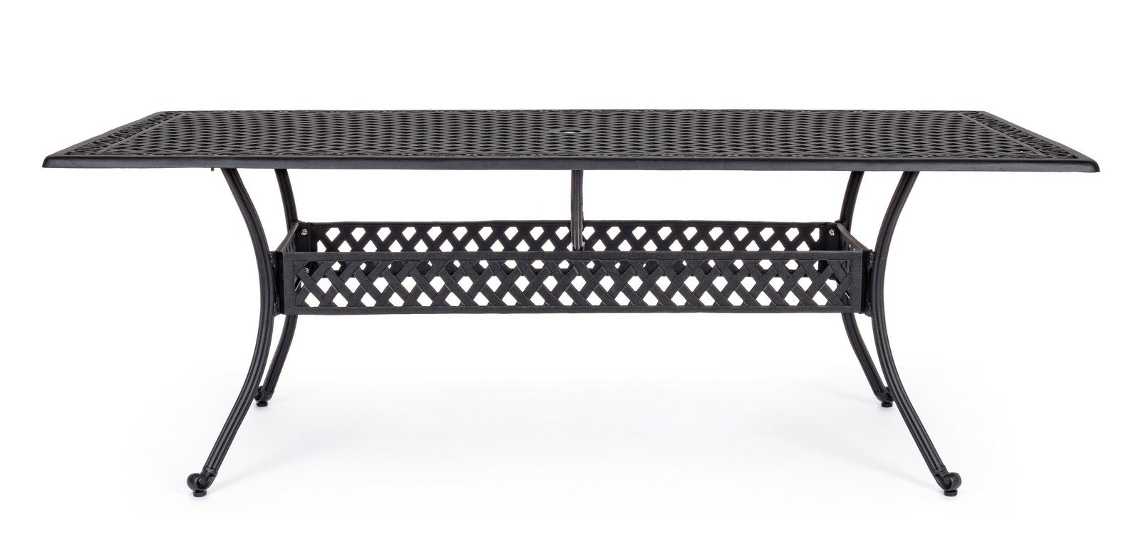 tavolo rettangolare ivrea in alluminio antracite 213×107 cm, dettaglio dei materiali trattati per uso esterno