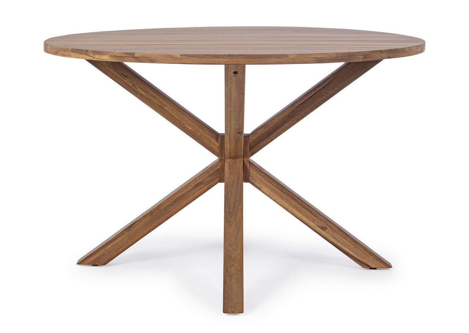 tavolo dublino piano rotondo ø120×75 cm, ambientazione in giardino con sedie coordinate