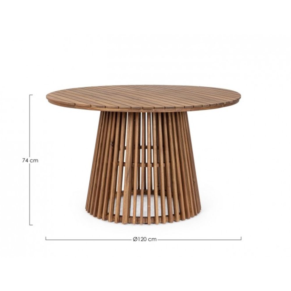 tavolo rotondo rodano in legno di acacia ø 120 cm, dettaglio dei materiali trattati per uso esterno